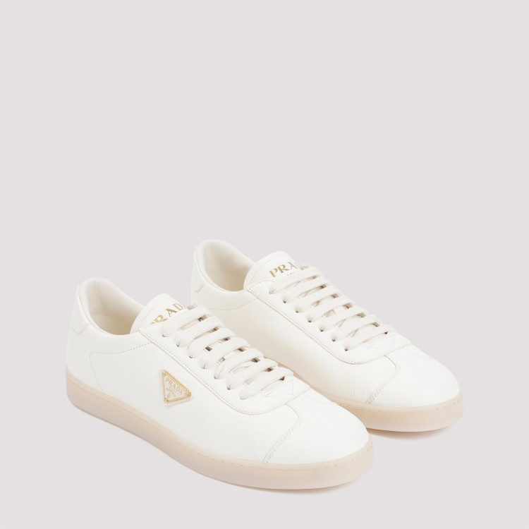 Shop Prada Iane Ivory Deer Leather Sneakers In White