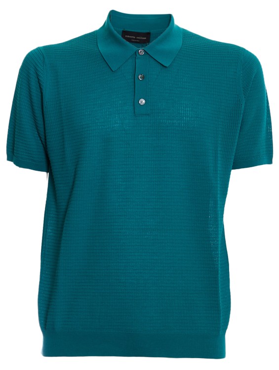 Roberto Collina Short Sleeved Polo Shirt In Blue