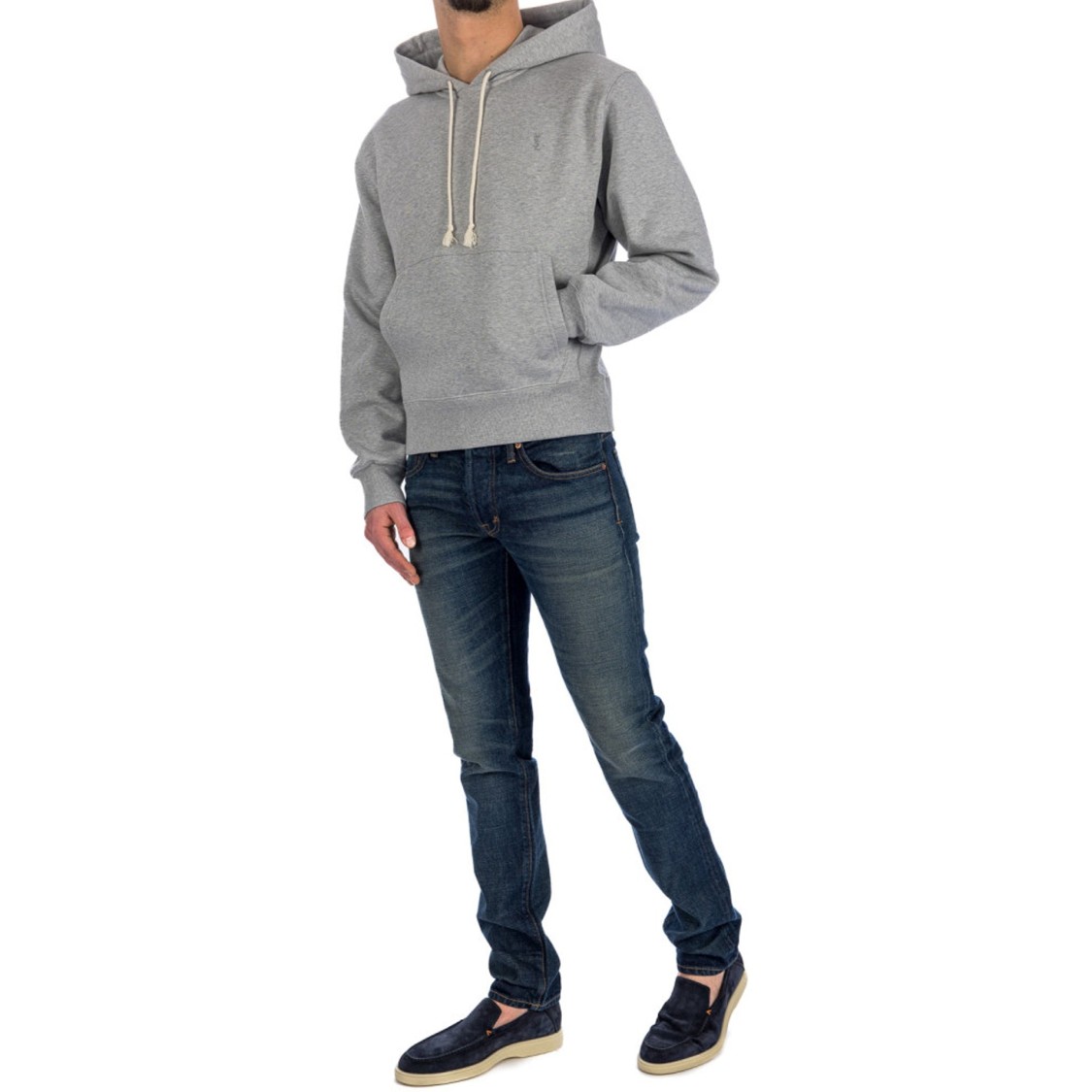 Saint Laurent Biologic Cotton Sweatshirt With Embroidered Monogram In Grey