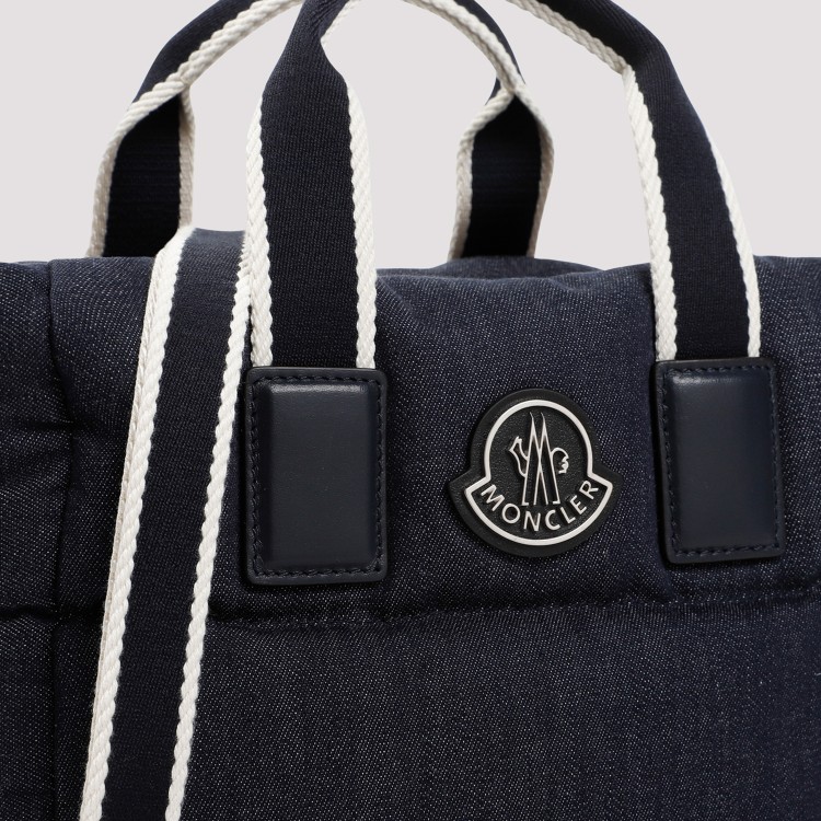 Shop Moncler Mini Caradoc Blue Denim Cotton Tote Bag