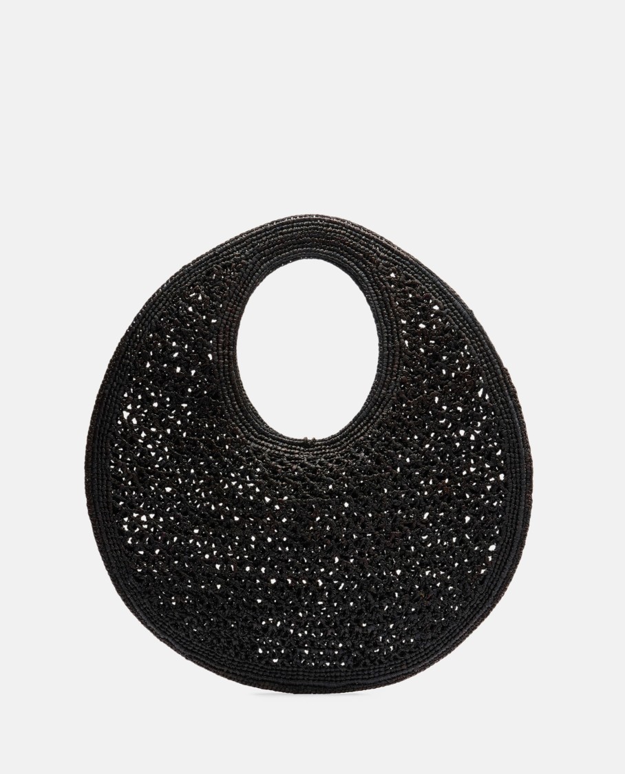 Shop Jacquemus Le Rond Spiaggia Raffia Handbag In Black