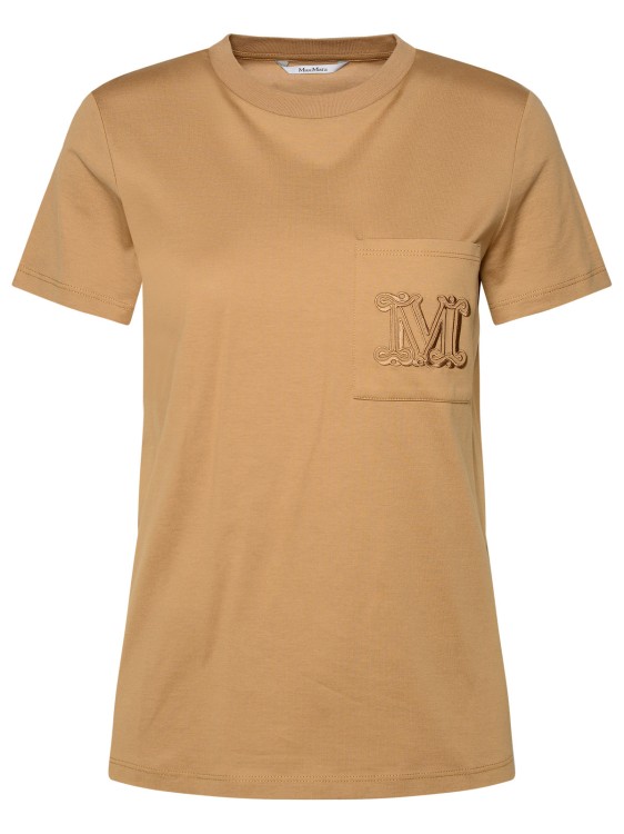 Shop Max Mara Beige Cotton T-shirt In Brown