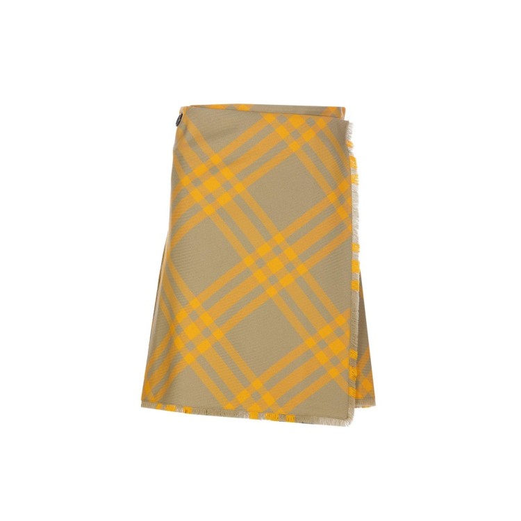 Shop Burberry Kilt Style Skirt In Yellow