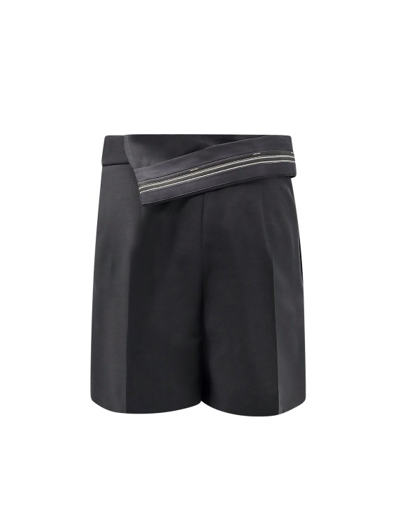 Fendi Mohair Wool Shorts With Inside-out Detail At Waist With Roma Logoed Band In Black