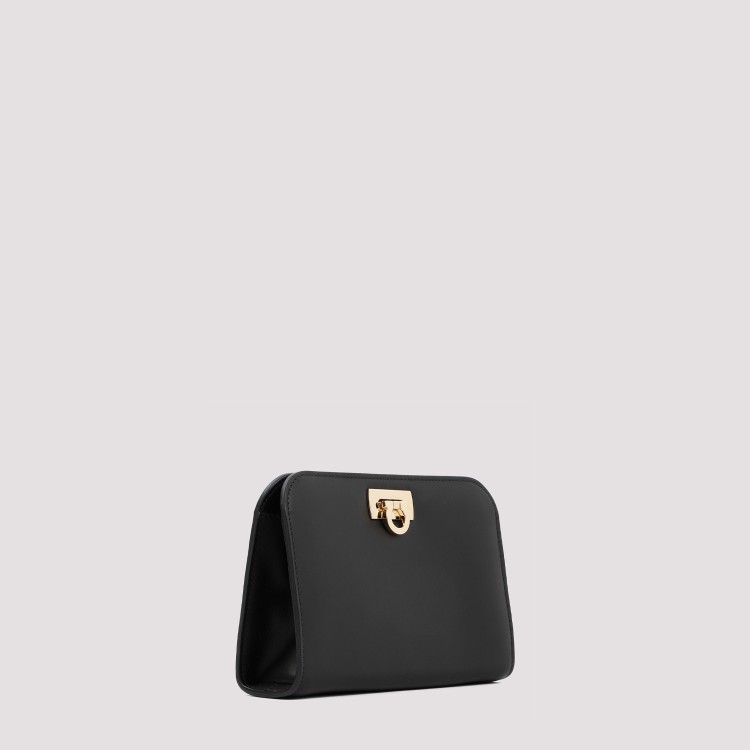 Shop Ferragamo Diana Mini Black Calf Leather Handbag