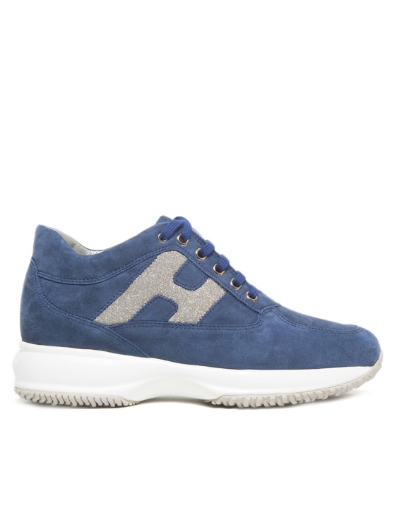Hogan Blue Suede With Glitter H Interactive Sneakers