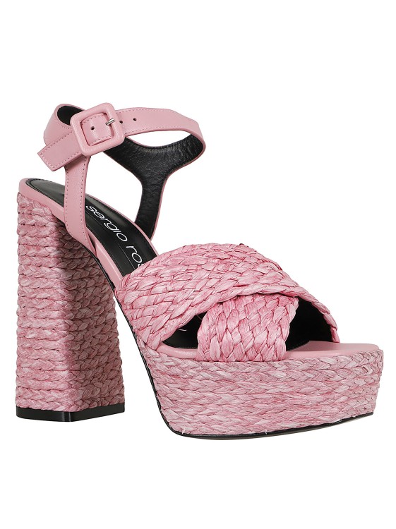 Shop Sergio Rossi Pink Raffia Sandal