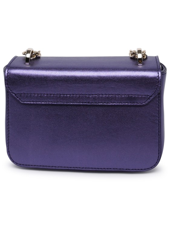 Shop Furla Metallicized Leather Metropolis Bag In Purple