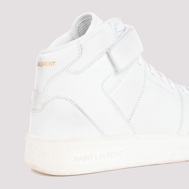 Shop Saint Laurent Optical White Leather Jefferson Sneakers