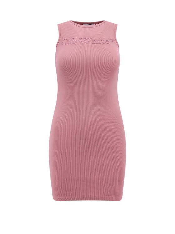 Shop Off-white Pink Ribbed Cotton Dress