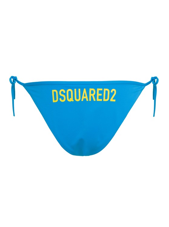 Shop Dsquared2 Light Blue Swim Bikini Bottom With Lettering In Nylon Stretch