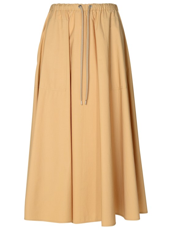 Shop Moncler Beige Cotton Skirt In Yellow