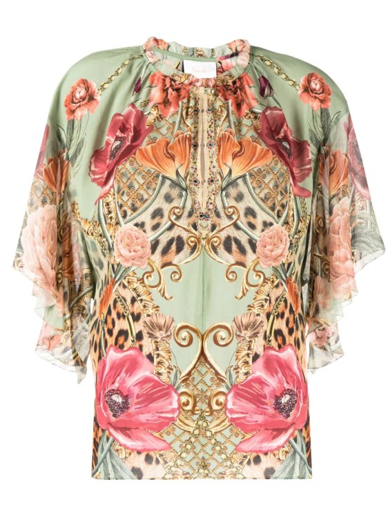 Camilla Graphic-print Silk Blouse In Multicolor