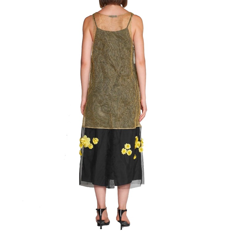 Shop Prada 3d Flowers Lurex Knitted Dress In Brown