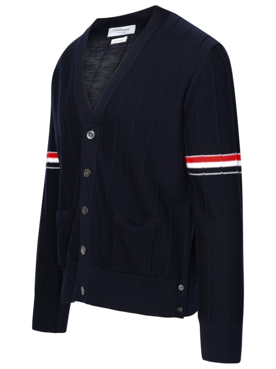 Shop Thom Browne Navy Virgin Wool Cardigan In Black