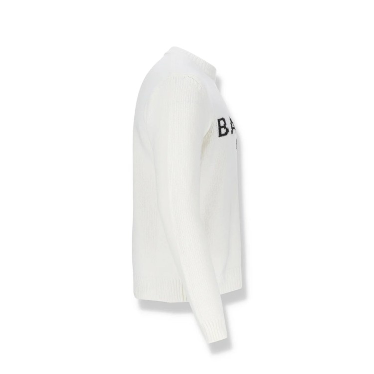 Shop Balmain Cotton Logo Sweater In White