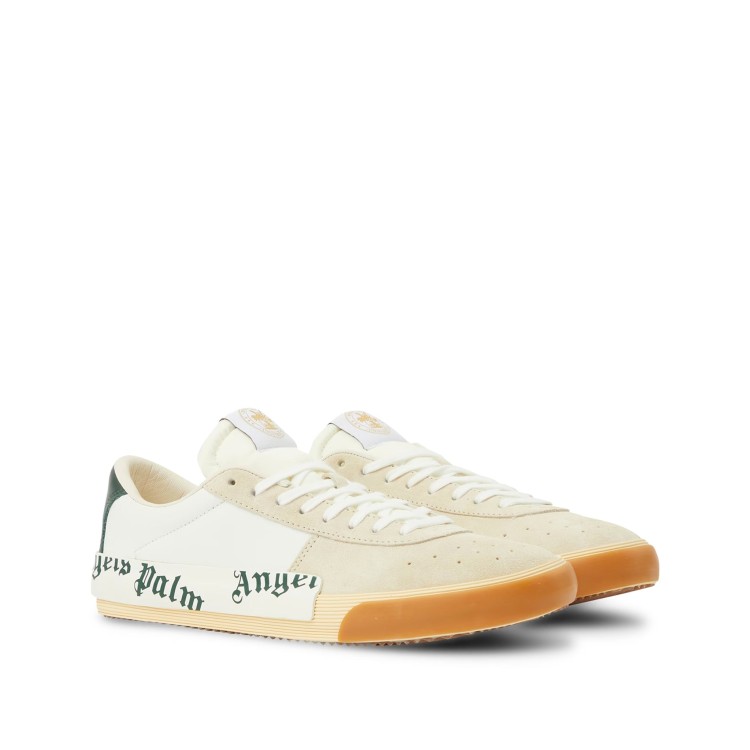 Shop Palm Angels Leather Logo Sneakers In Neutrals