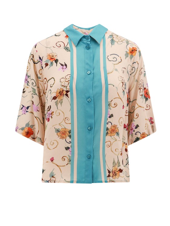 Shop Semi-couture Viscose Shirt With Floral Print In Multicolor