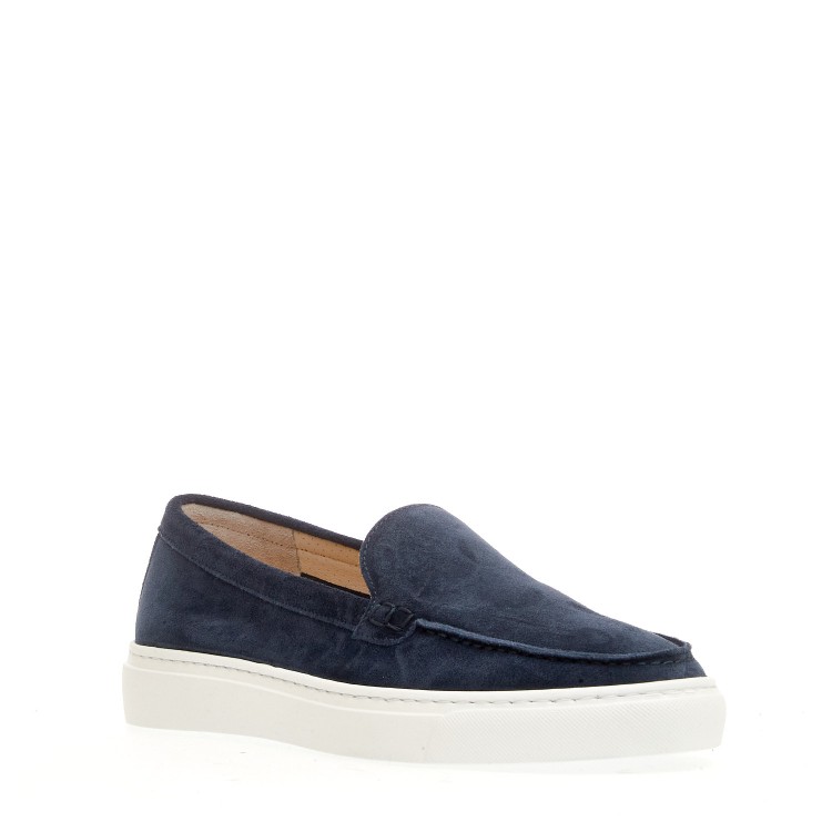 Doucal's Blue Suede Moccasin In Blue