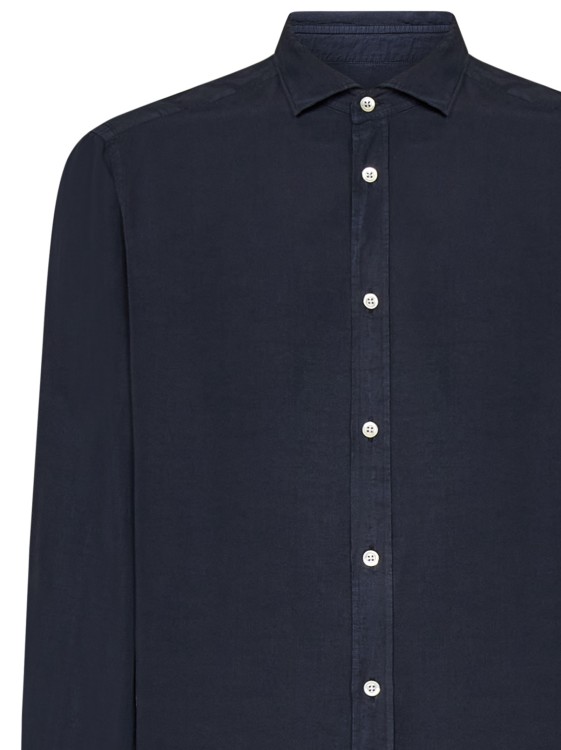 Shop Boglioli Garment-dyed Blue Lyocell Shirt In Black