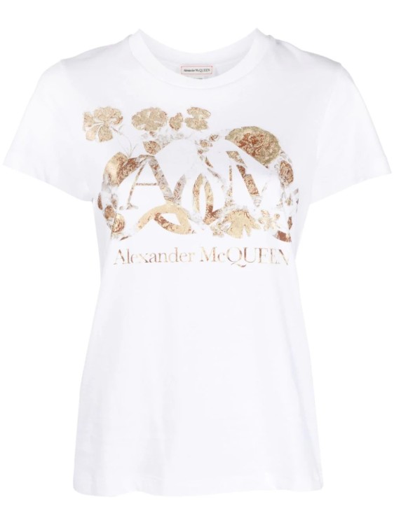 Shop Alexander Mcqueen T -shirt Dutch Flower White Logo