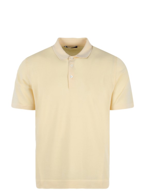 Shop Drumohr Cotton Knit Polo Shirt In Yellow