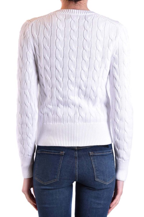 Polo Ralph Lauren Embroidered Cable-knit Cotton Cardigan In White