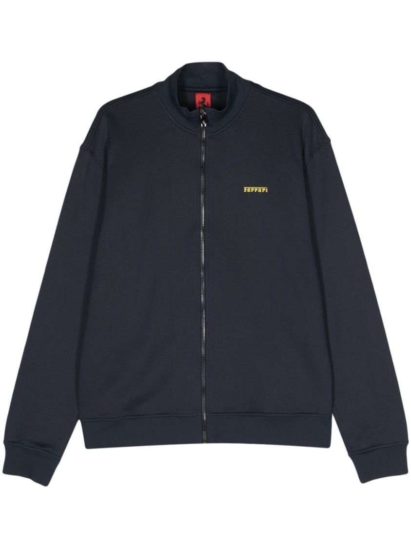 Ferrari Rubberised-logo Zipped Sweatshirt In Blue