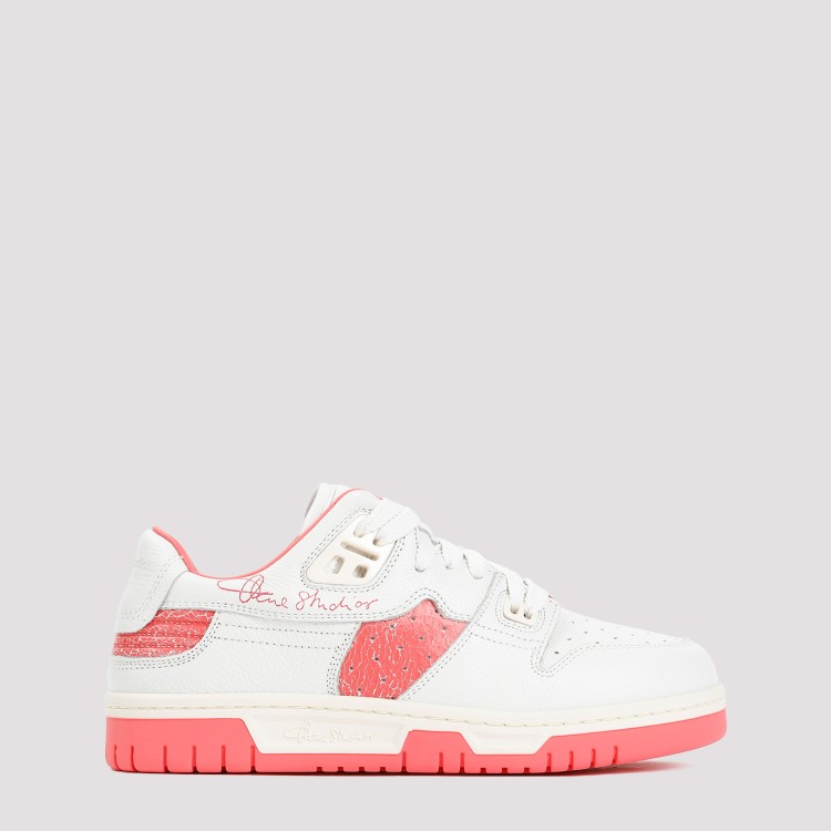 Shop Acne Studios White And Pink Low Top Leather Sneakers