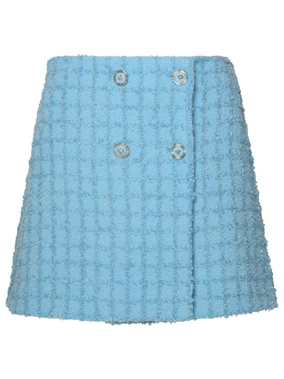 Shop Versace Skirt In Light Blue Virgin Wool Blend