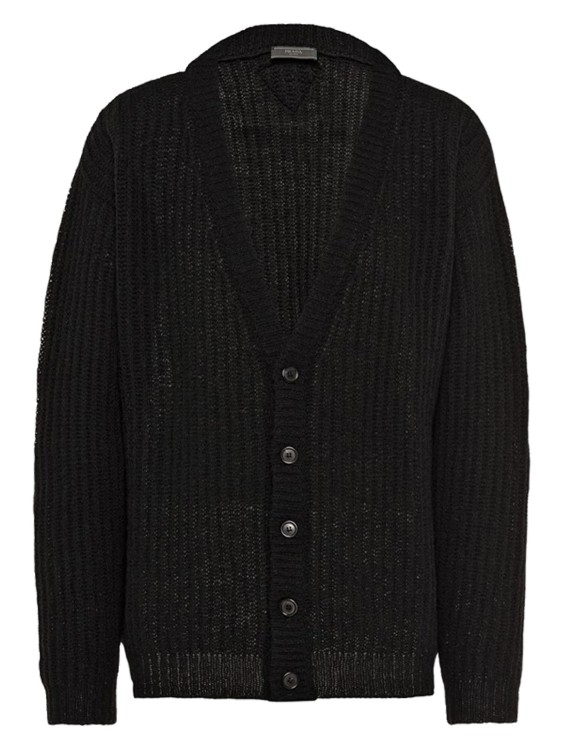 Shop Prada Wool Cardigan In Black