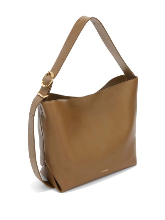 Shop Jil Sander Caramel Brown Calf Leather Bag