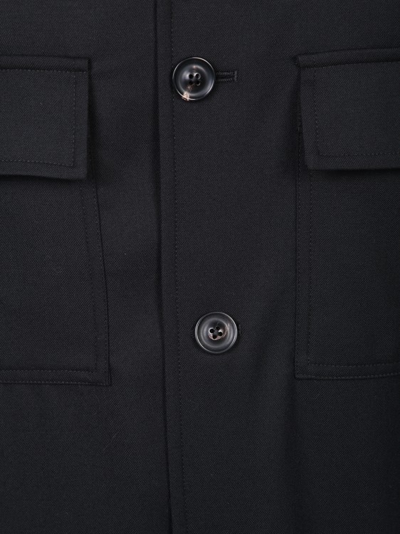 Shop Lardini Wool Overshirt In Black