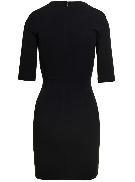Shop Dolce & Gabbana Black Mini Dress With Short Sleeves And Neckline Detail In Viscose Blend