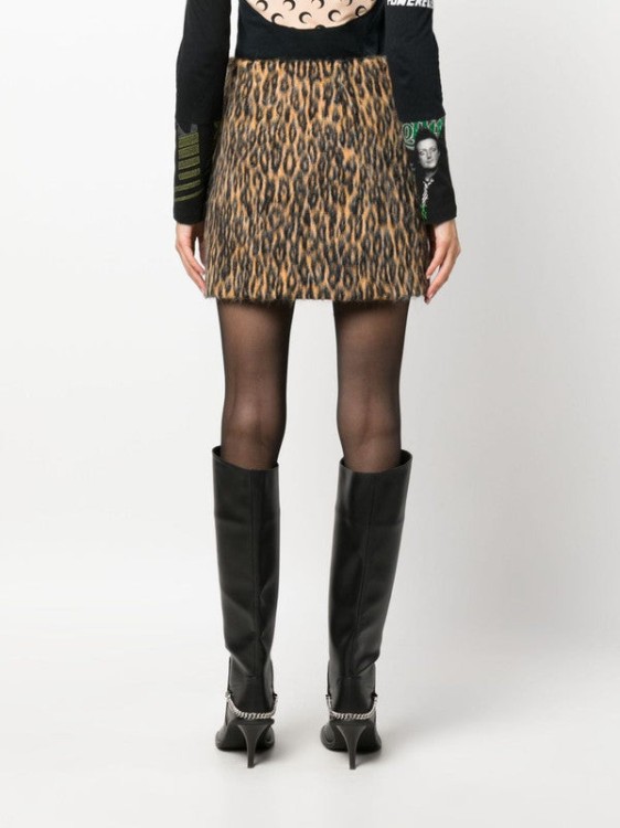 Shop Msgm Leopard Print Mini Skirt In Grey