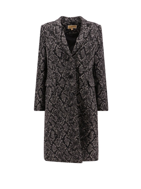 Shop Michael Kors Wool Blend Coat With Python Print In Black