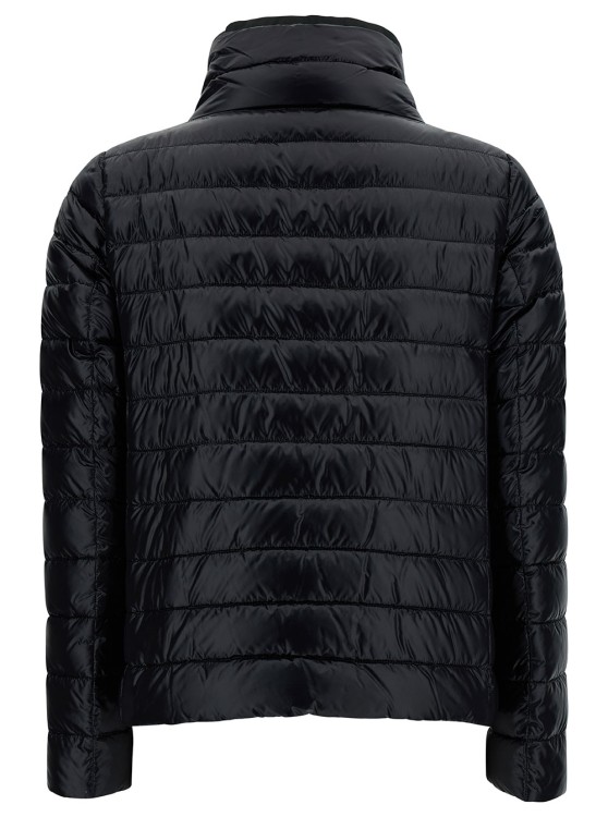 Herno Black And White Reversible Down Jacket With Funnel Neck In Polyamide In Grey