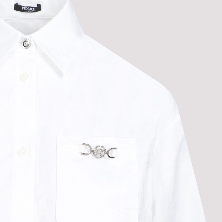 Shop Versace Optical White Cotton Informal Baroque Shirt