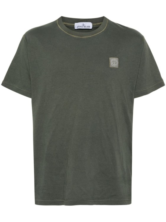 Shop Stone Island Sage Green Cotton T-shirt