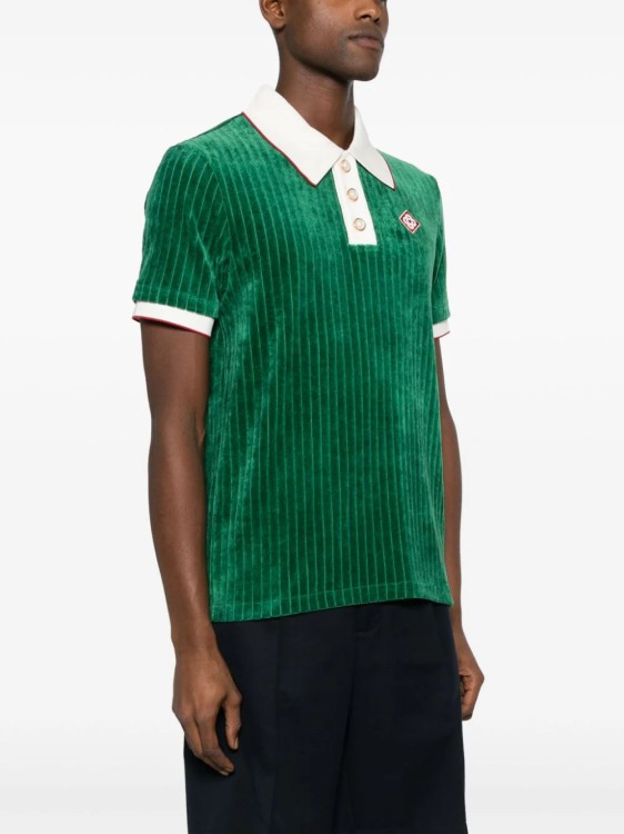 Shop Casablanca Green Rib Velor Polo Shirt