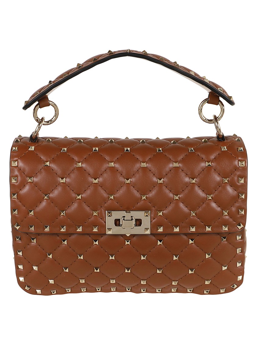 Valentino Medium Shoulder Bag Spike Rockstud In Brown