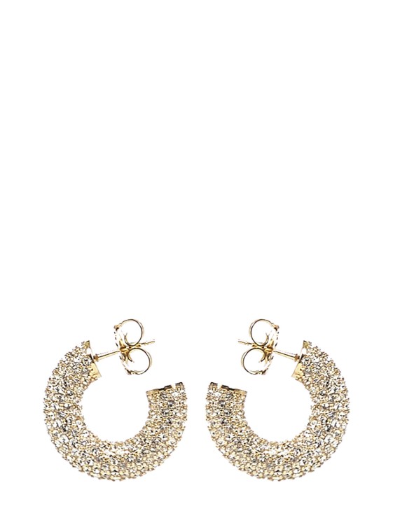 Shop Amina Muaddi Cameron Small Hoop Earrings In Gold
