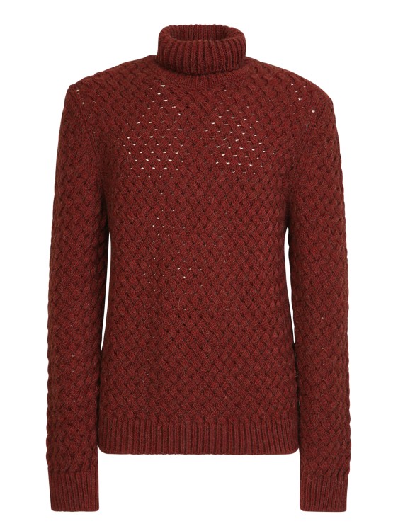 Lardini Wool Blend Woven Knit Pullover In Red