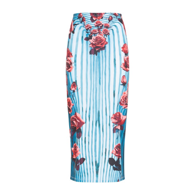 Shop Jean Paul Gaultier Blue And Red Body Morphing Long Skirt