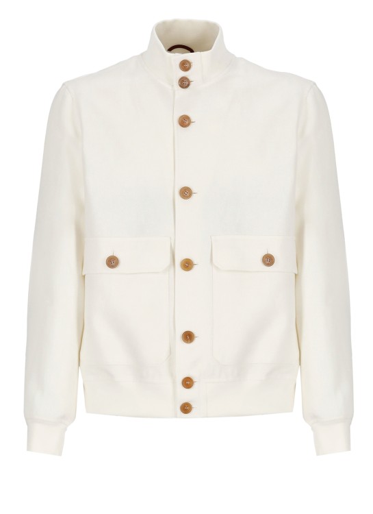 Shop Brunello Cucinelli Ivory Linen Jacket In White
