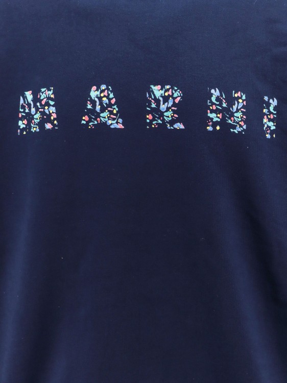 Shop Marni Organic Cotton Sweatshirt With Floral Logo On The Front In Black