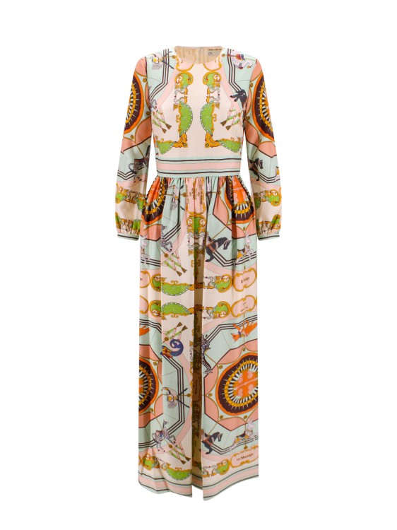Tory Burch Printed Silk Dress In Neutrals