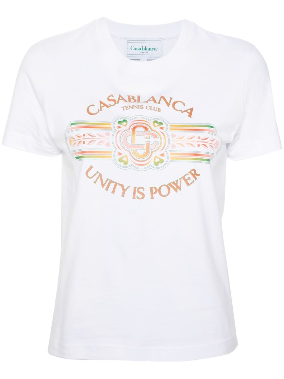 Shop Casablanca White Unity Is Power T-shirt