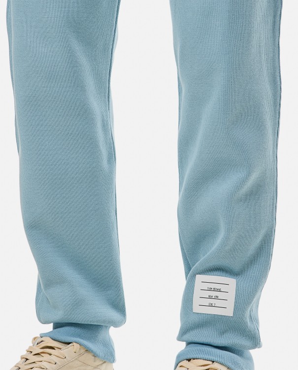 Shop Thom Browne Classic 4 Bar Stripe Cotton Sweatpants In Blue