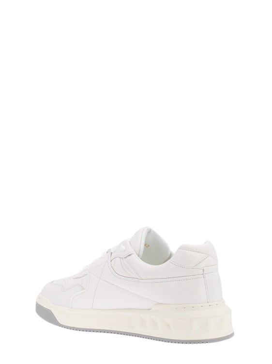 Shop Valentino Leather Sneakers With Iconic Stud In White